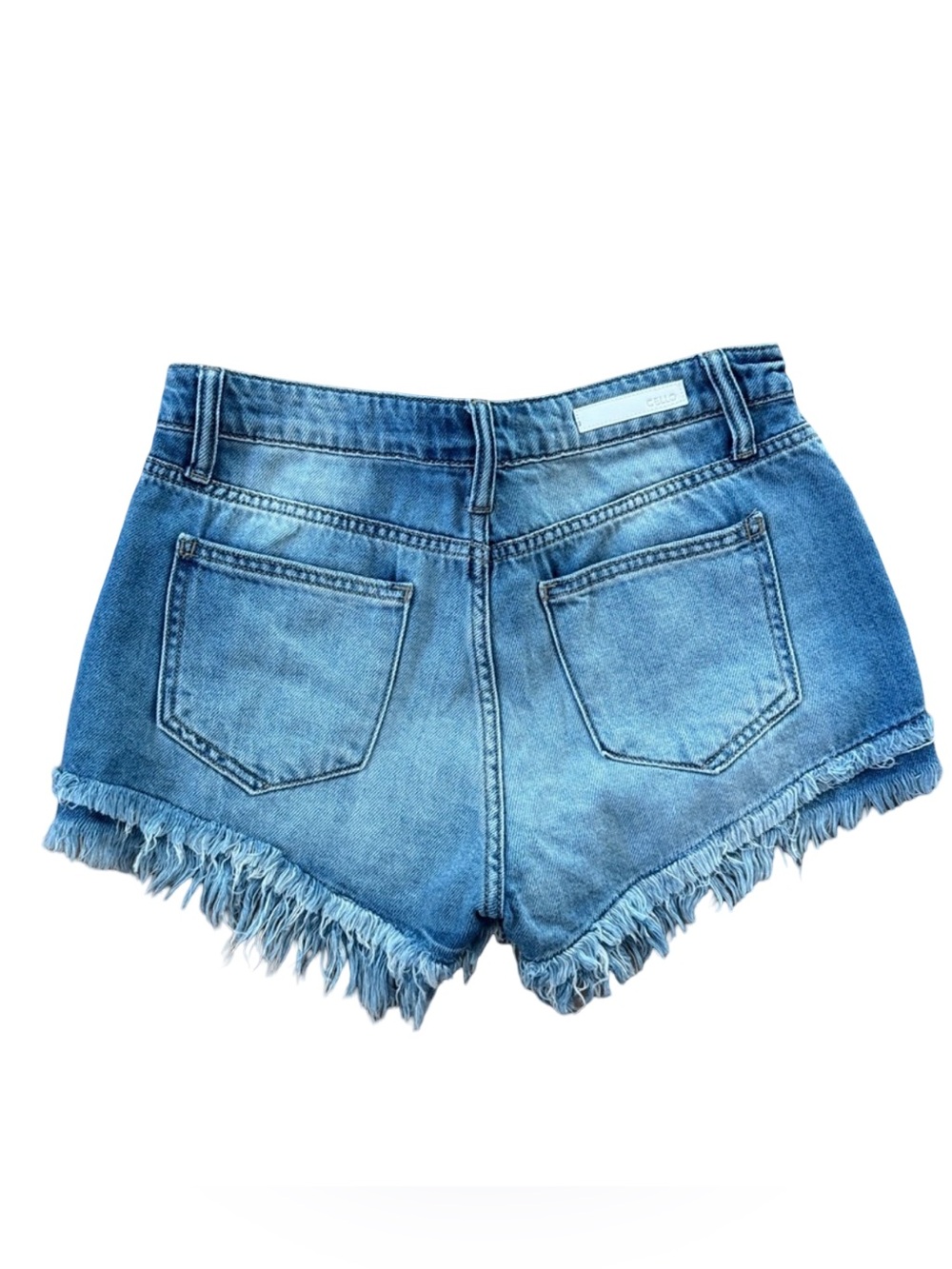 Women’s Cello Light Blue Frayed Hem Denim Shorts